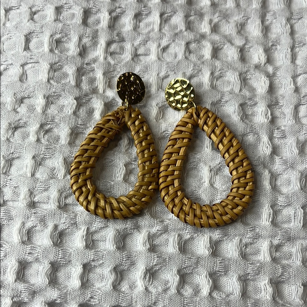 Woven Teardrop Earrings with Gold Accents